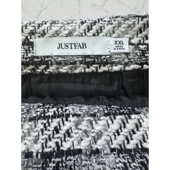 Y2K Plaid Tweed Mini Skirt Women's XXL Preppy Black White Just Fab Clueless - Picture 2 of 10